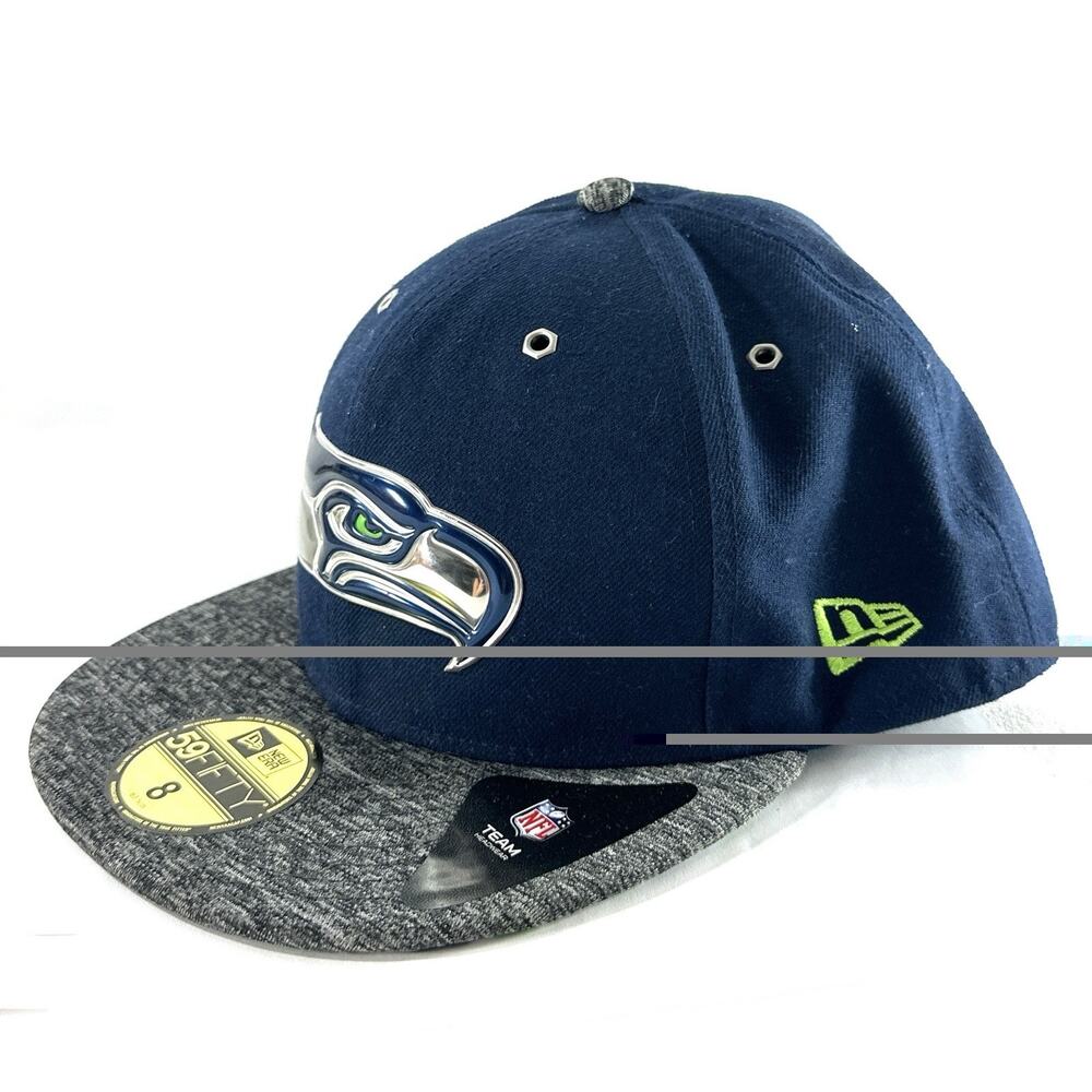 New Era 59FIFTY Seattle Seahawks Fitted Hat Size 8 NFL Cap Blue Gray Brim - Picture 5 of 9